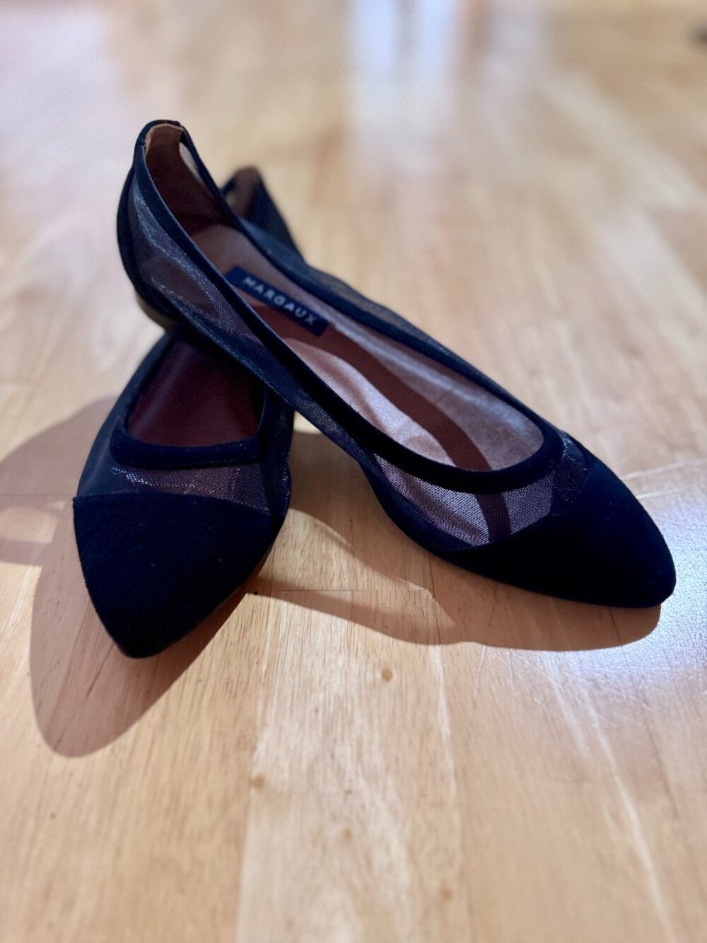 Margaux The Pointe Flat, black mesh, sz 38